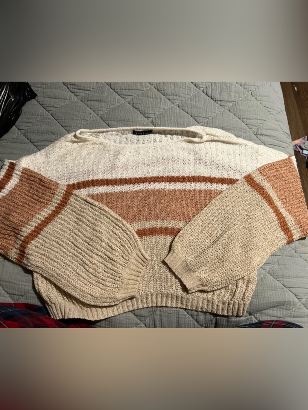 Target Striped Crewneck Sweater - Cream & Brown